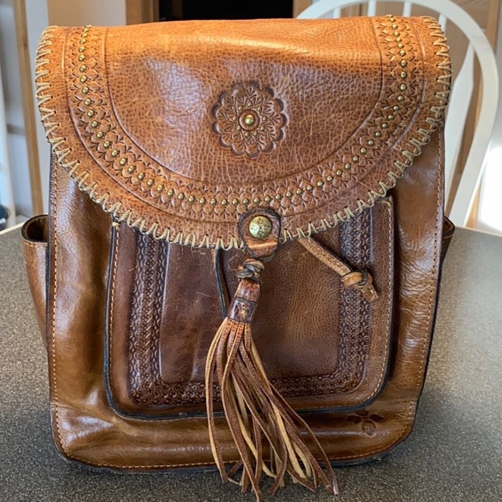 Patricia Nash Cognac Large Leather Backpack - Picture 1 of 8